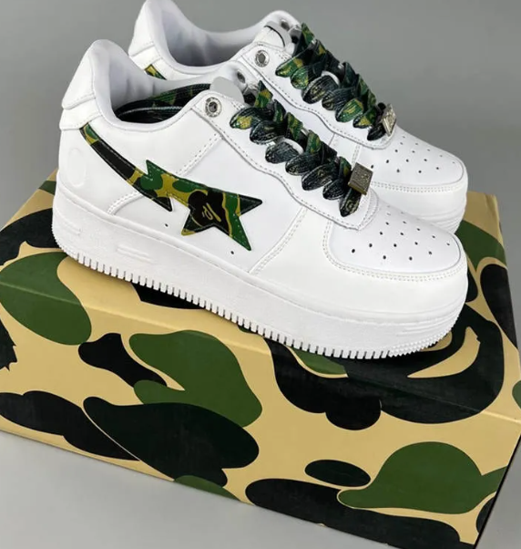 BP A Bathing Ape Bape Sta Low White Green Camouflage review Odelmis