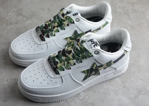 BP A Bathing Ape Bape Sta Low White Green Camouflage review 