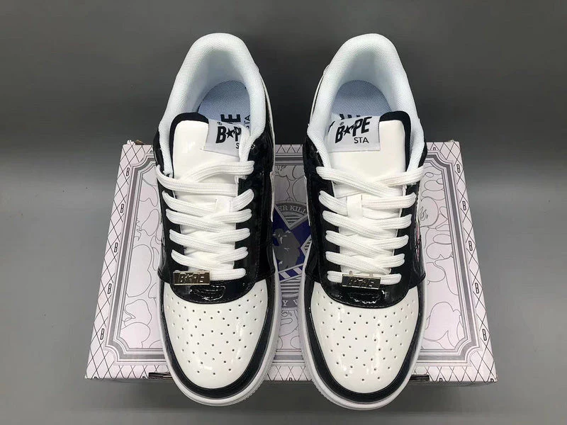 BP A Bathing Ape Bape Sta Low Black and White Shark review Monk 02