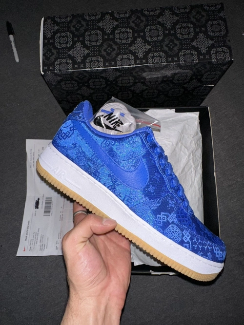 QF  CLOT x Nike Air Force 1 Low Premium Blue Silk review 