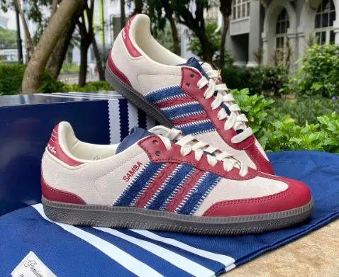 Adidas Originals Samba Vegan OG Beige Blue Red review 