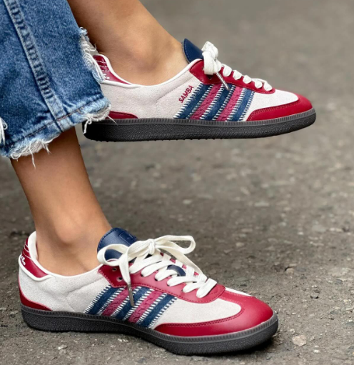Adidas Originals Samba Vegan OG Beige Blue Red review Kahli Sutton 02