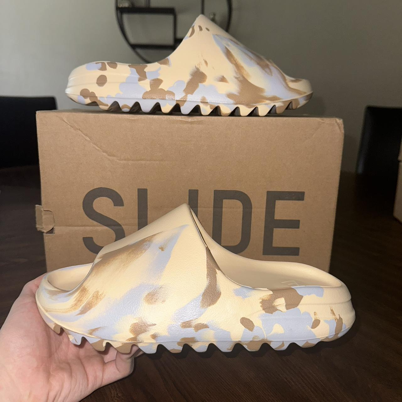 Adidas Yeezy Slide Enflame Oil Painting White Yellow review Andru