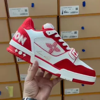 Louis Vuitton Trainer Denim Rose Red review 