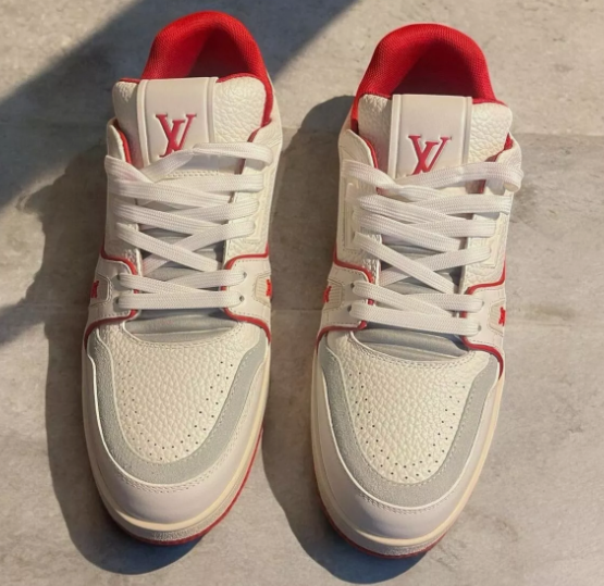 Louis Vuitton Trainer All Blue White Red Lychee Pattern review Mike Rui 02