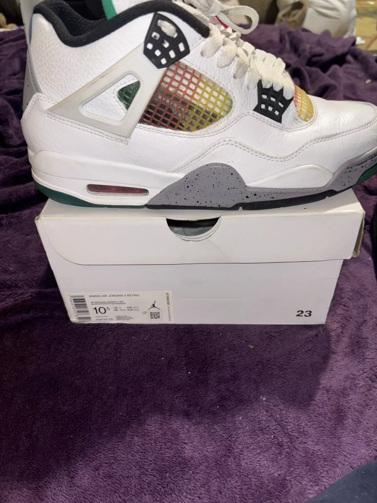 PB Bacth Air Jordan WMNS 4 Retro Jamaica White Green review Tina CC 02