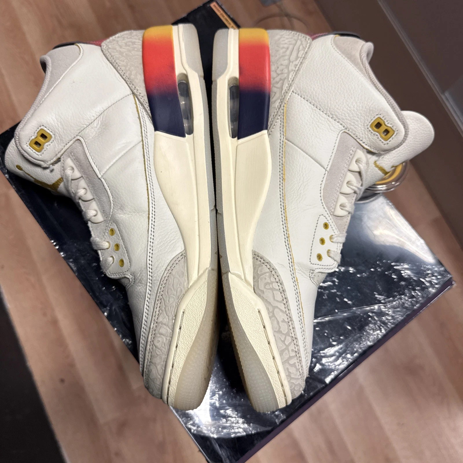 XH Balvin x Air Jordan 3 White Blue Red review Flank 01