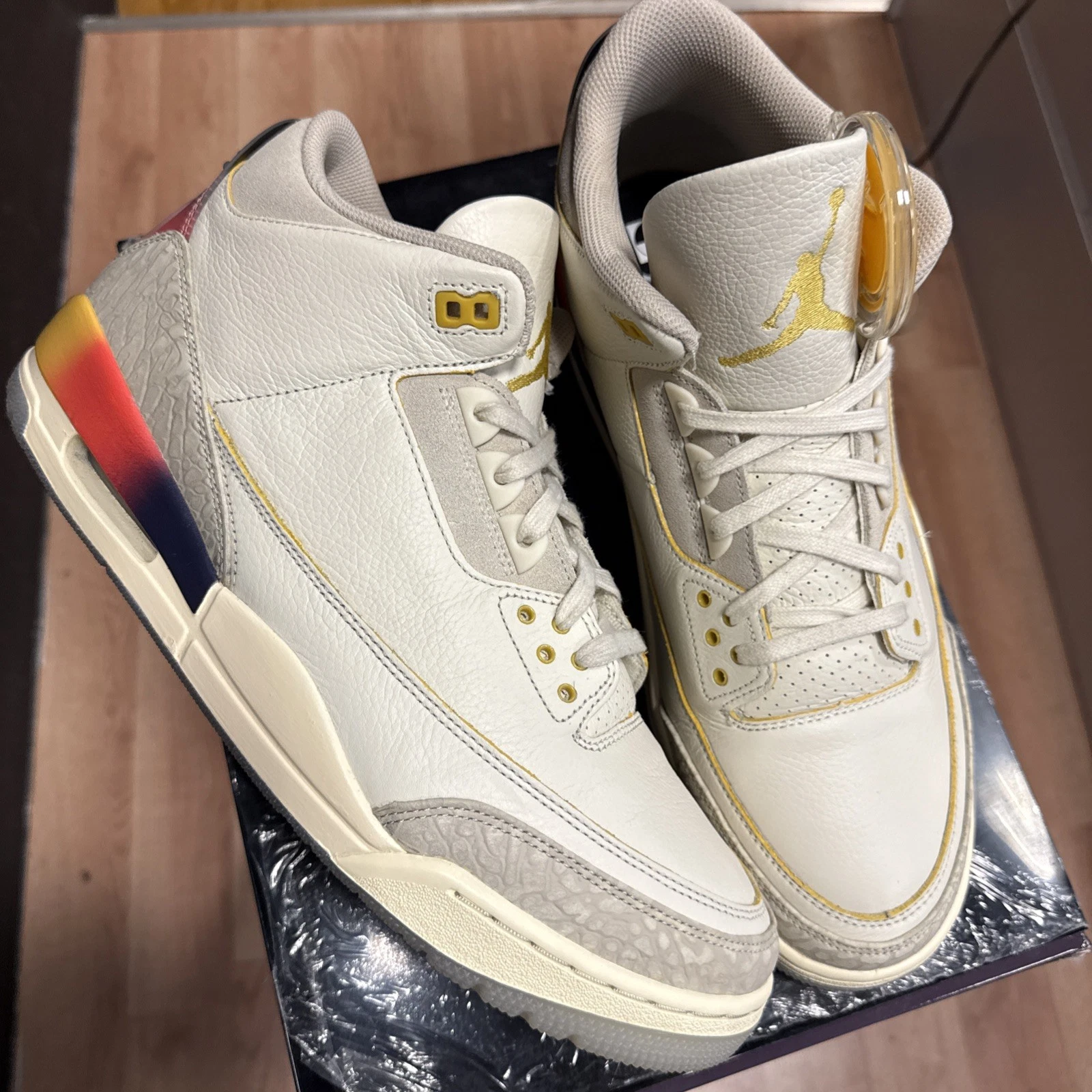 XH Balvin x Air Jordan 3 White Blue Red review Flank 02