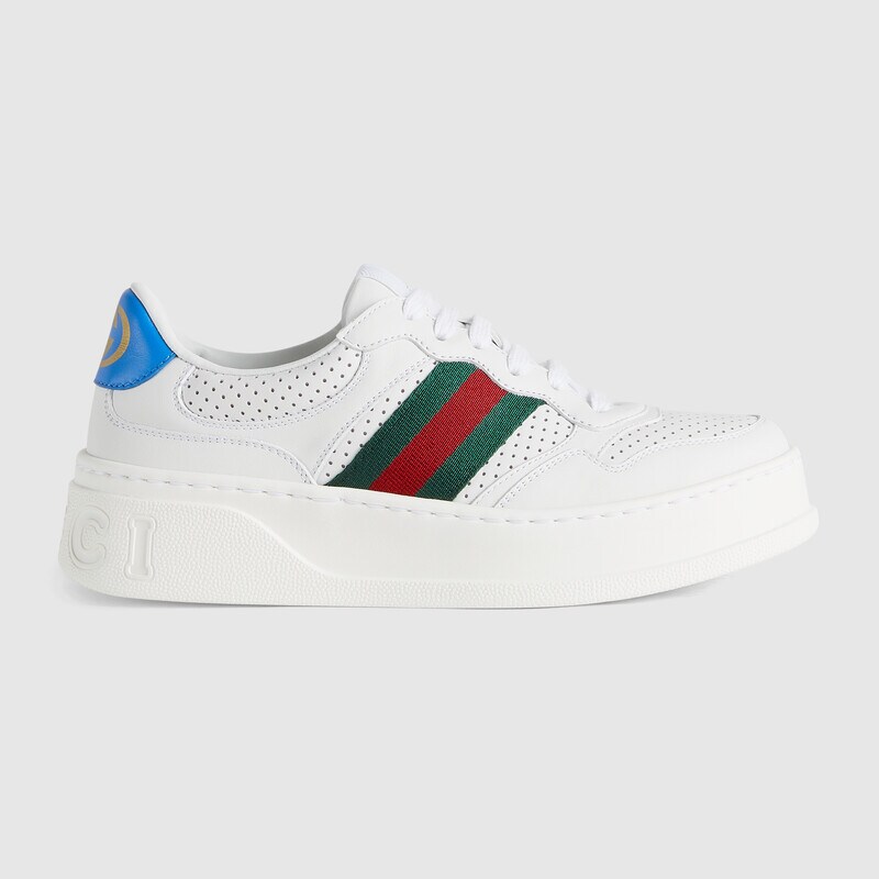 GUCCI Webbing-Trimmed Leather Sneakers