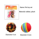 Cat Ball Toy Colorful Foaming Pet Cat Toy Rainbow Ball Leopard Print Cloth Ball (Set of Four)