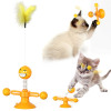 Cat Teaser Wand Funny Turntable Teasing Stick Interactive Feather Spring Ball With Suction Cup Kitten Toys