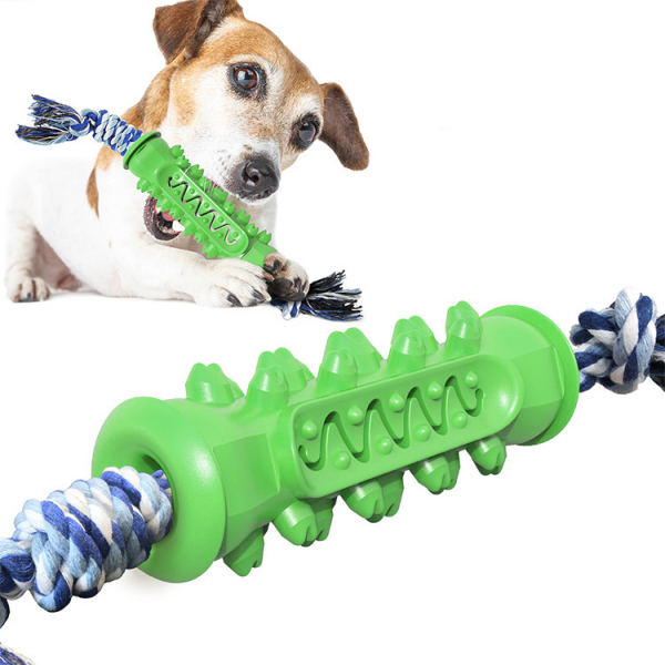 Dog Chew Toys Durable Rubber Molar Stick with Cotton Bite Rope Cleaning Dog Chew Toy