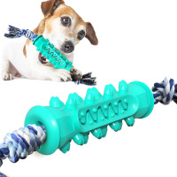 Dog Chew Toys Durable Rubber Molar Stick with Cotton Bite Rope Cleaning Dog Chew Toy