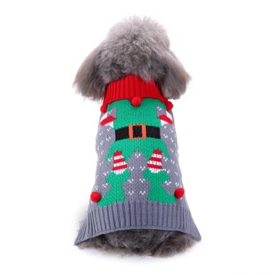 Dog Sweater Striped Christmas Snowflake Style Turtleneck Fall And Winter Clothes For Small Medium Dogs 01