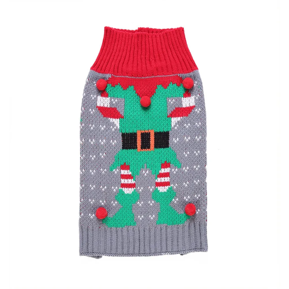 Dog Sweater Striped Christmas Snowflake Style Turtleneck Fall And Winter Clothes For Small Medium Dogs