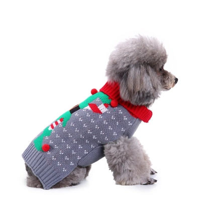 Dog Sweater Striped Christmas Snowflake Style Turtleneck Fall And Winter Clothes For Small Medium Dogs 02