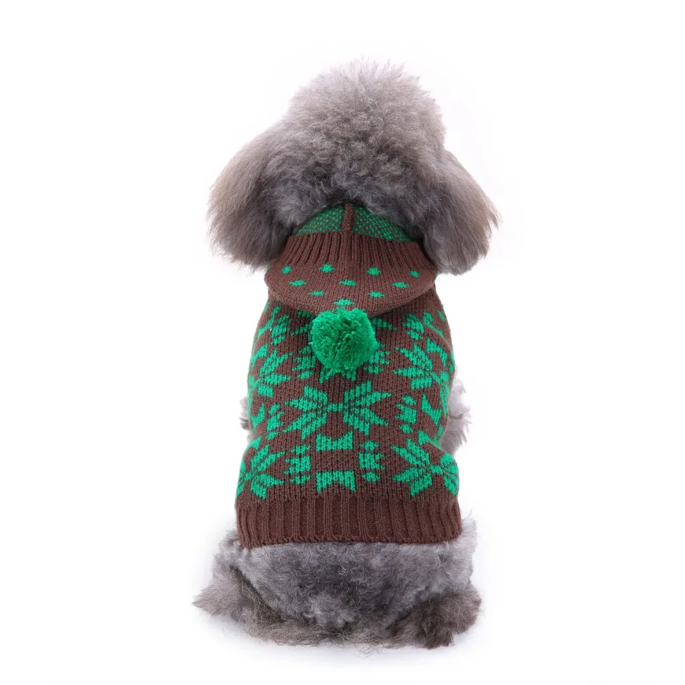 Dog Sweater Striped Christmas Snowflake Style Turtleneck Fall And Winter Clothes For Small Medium Dogs