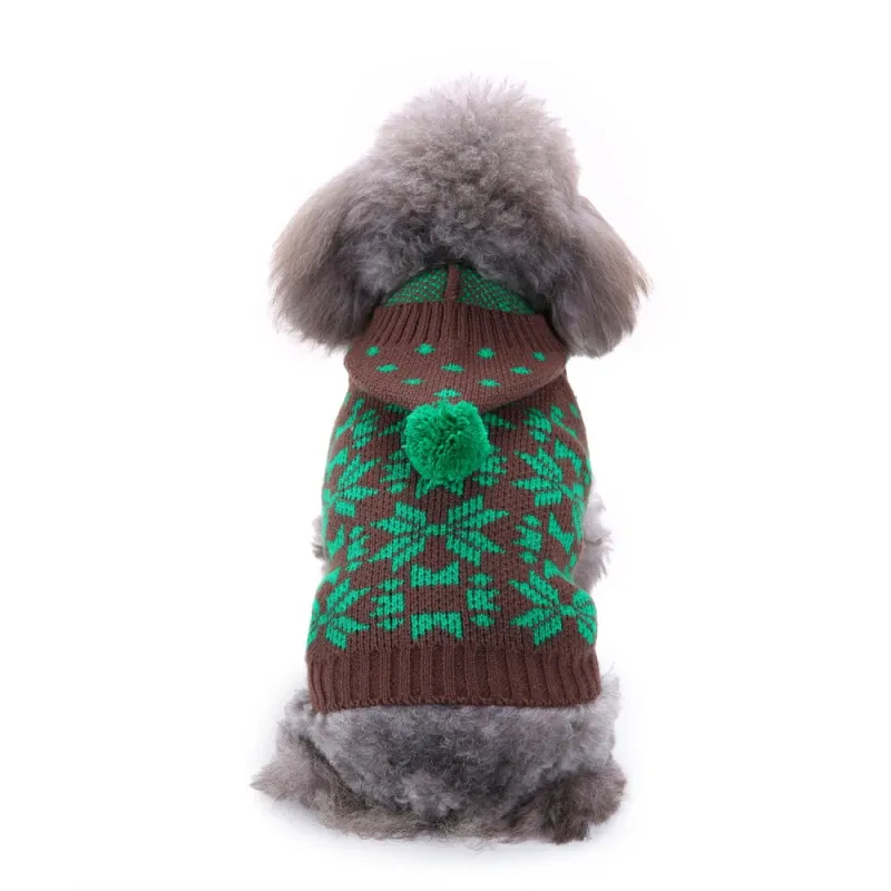 Dog Sweater Striped Christmas Snowflake Style Turtleneck Fall And Winter Clothes For Small Medium Dogs