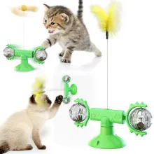 Cat Teaser Wand Interactive Cat Toys Automatic Windmill Carousel Feather Pet Supplies Of Cat Stick02