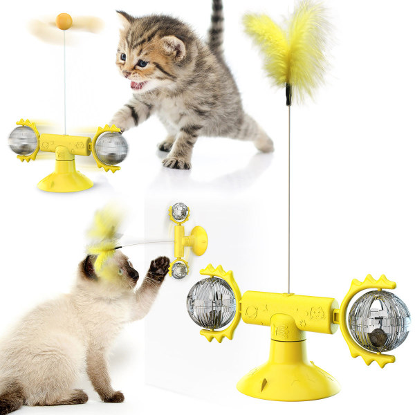 Cat Teaser Wand Interactive Cat Toys Automatic Windmill Carousel Feather Pet Supplies Of Cat Stick