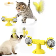 Cat Teaser Wand Interactive Cat Toys Automatic Windmill Carousel Feather Pet Supplies Of Cat Stick01