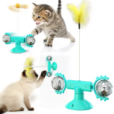 Cat Teaser Wand Interactive Cat Toys Automatic Windmill Carousel Feather Pet Supplies Of Cat Stick 01
