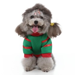 Dog Sweater Christmas Style Fall And Winter Clothes Dog Pajamas Holiday Coral Fleece Pet Four Legged Pajamas