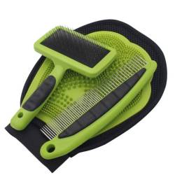 Cat Dog Pet Grooming Brush Set Massage Gloves Hair Removal Comb Cleaning Straight Comb Three Piece Set