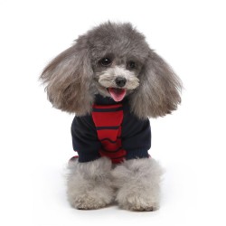 Dog Pajama Loungewear Cotton Print Autumn And Winter Clothing Contrasting Stripes Style Quadruped Costume