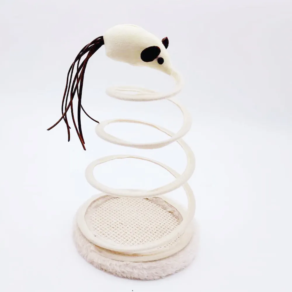 Cat Mice & Plush Toys Cat Plush Toy with Spiral Spring Plate Mouse Interactive Stainless Steel Spring Rotating Interactive Cat Toy