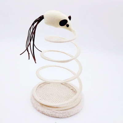 Cat Mice & Plush Toys Cat Plush Toy with Spiral Spring Plate Mouse Interactive Stainless Steel Spring Rotating Interactive Cat Toy 01