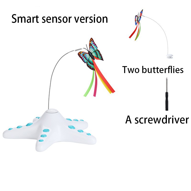 Cat Teaser Wand Cat Toy 360 Degree Rotating Automatic Toy Electronic Butterfly Cat Toys