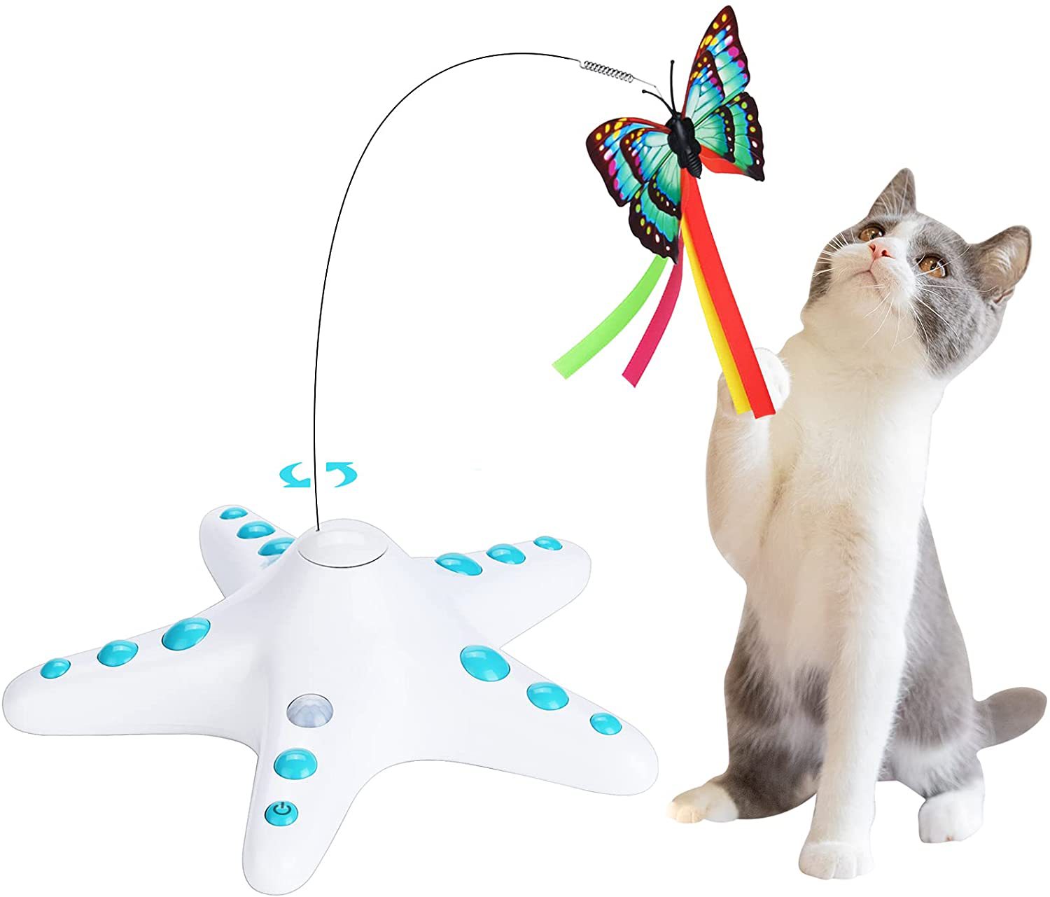Cat Teaser Wand Cat Toy 360 Degree Rotating Automatic Toy Electronic Butterfly Cat Toys