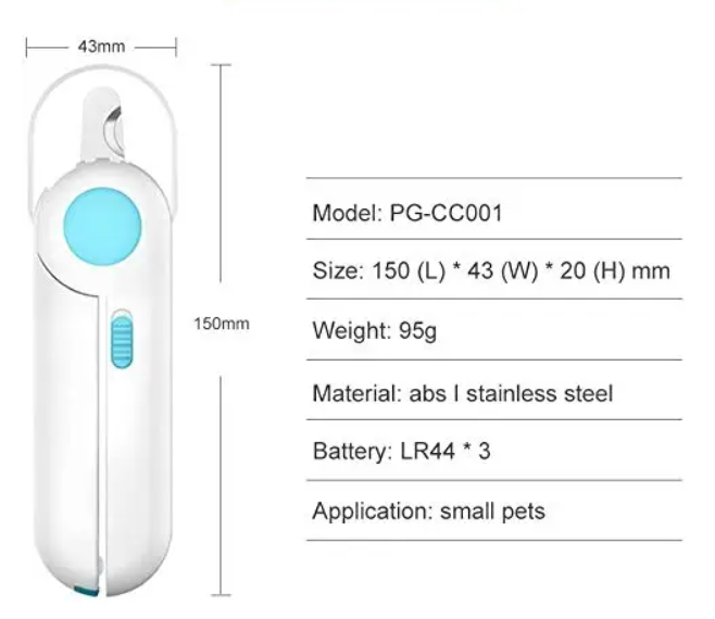 Cat Dog Led Light Nail Clipper With Safety Guard