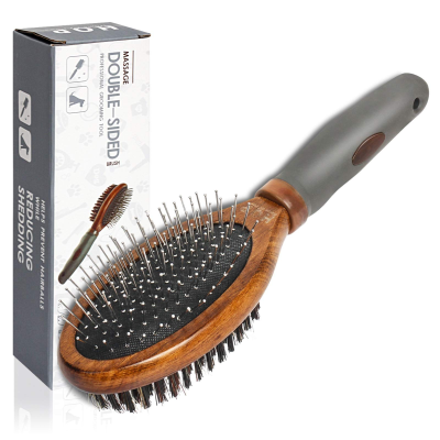Cat Dog Double Sided Comb With Bristles And Stainless Steel Needles 01