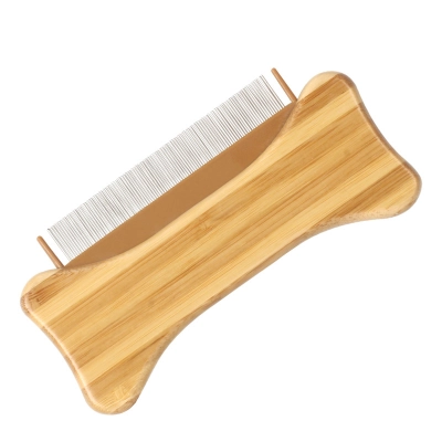Cat Comb & Brush Comb Bamboo Wood Cat Ear Flea Comb 01