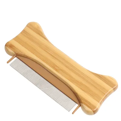 Cat Comb & Brush Comb Bamboo Wood Cat Ear Flea Comb 02