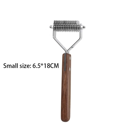 Cat Dog Stainless Steel Double-Sided Walnut Handle Comb 02