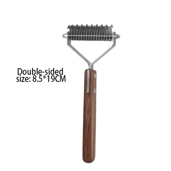 Cat dog pet cleaning comb Stainless steel double-sided pet brush Walnut handle comb