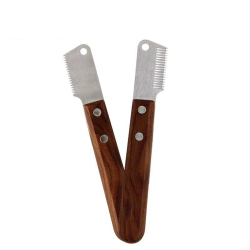 Dog Grooming Coat Stripper Knife Stripper Trimmer Tool Wooden Handle Tool for Grooming Dogs