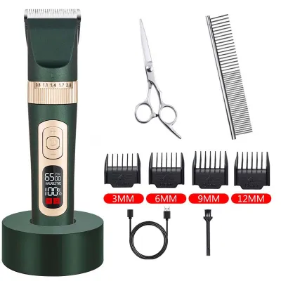 Cat Dog Wireless Electric Hair Clipper With Scissors Steel Comb 01