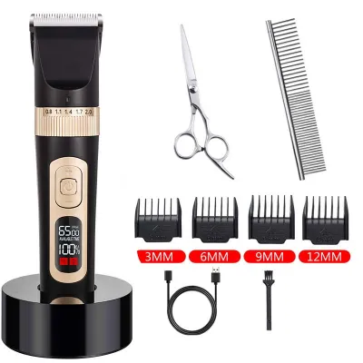 Cat Dog Wireless Electric Hair Clipper With Scissors Steel Comb 02