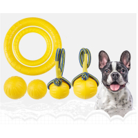 Dog Chew Toys EVA Teeth Indestructible Bite Rubber Puppy Funny Training Ball Ring Puller Chew Toys Play Fetch Solid With Carrier Rope Pet Dog