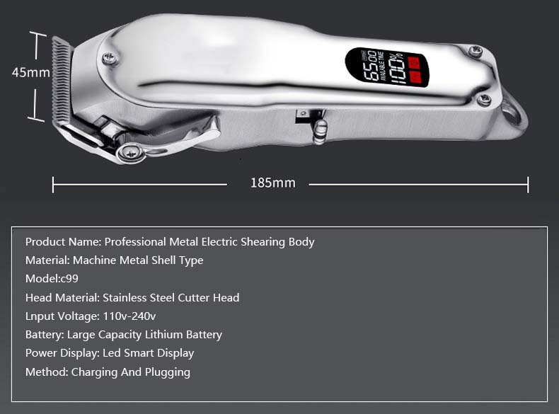 Cordless Electric Metal Cat Dog Hair Trimmer