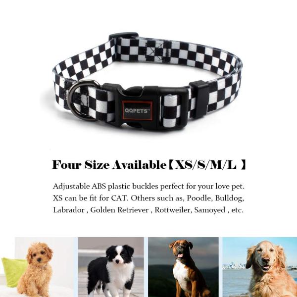QQPETS Adjustable Soft Dog Collar Lattice Planet Bones Etc Style Printing Trendy And Fashionable Dog Collar