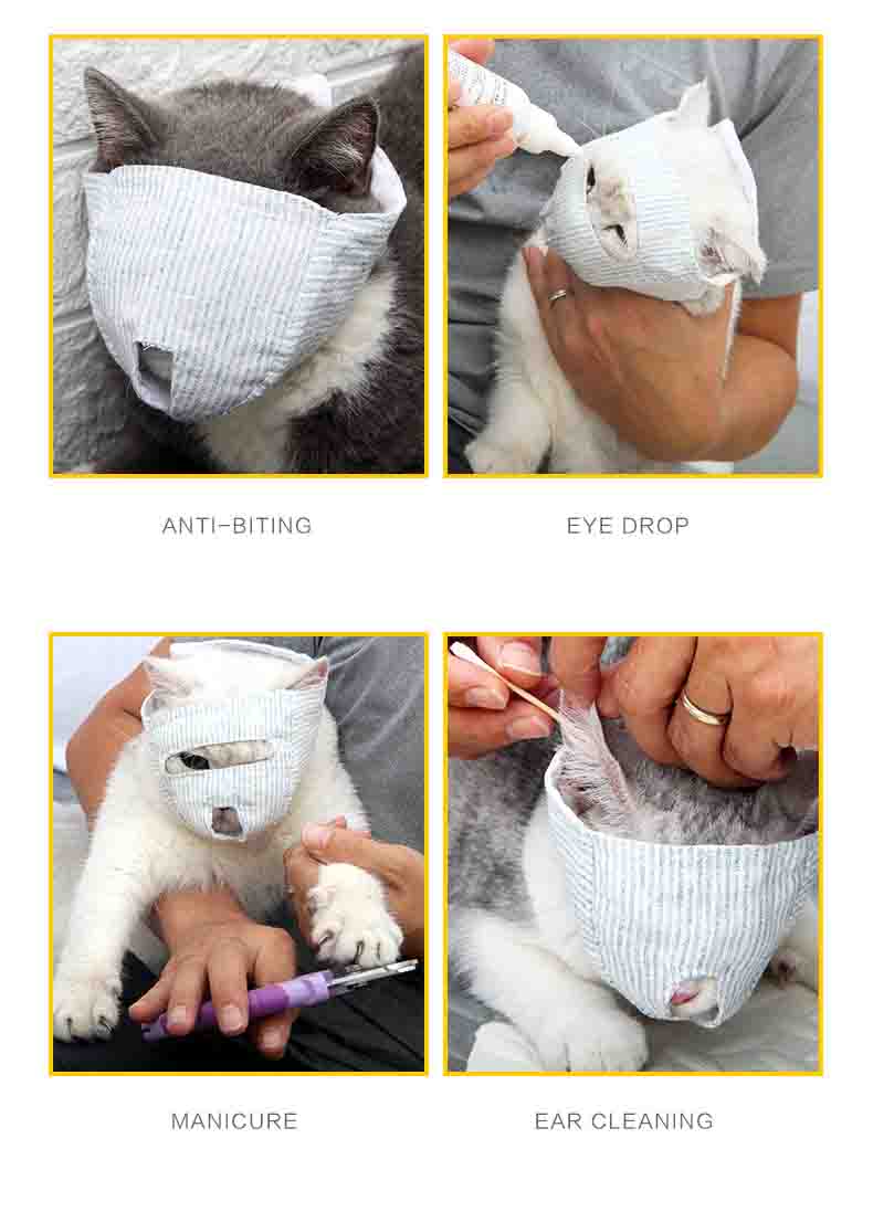 Cat Mask Cat Mouth Restraint Mask Cotton Muzzle Prevent Cat Bite Cat Meow