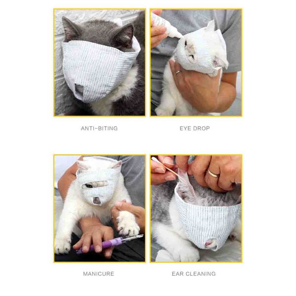 Cat Mask Cat Mouth Restraint Mask Cotton Muzzle Prevent Cat Bite Cat Meow