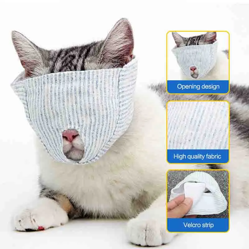 Cat Mask Cat Mouth Restraint Mask Cotton Muzzle Prevent Cat Bite Cat Meow01