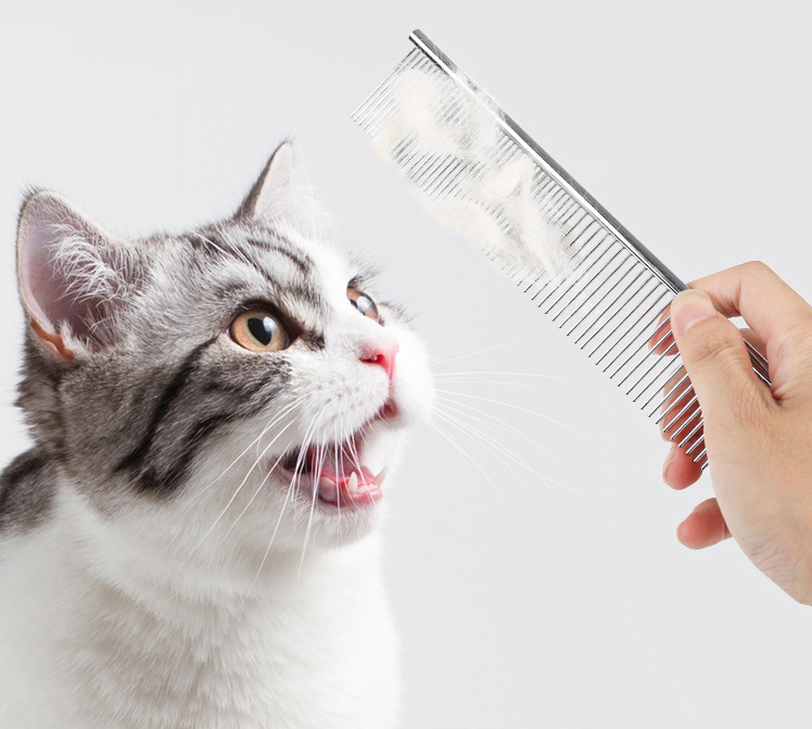 Cat Dog Stainless Double Tooth Long Row Comb