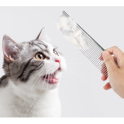Cat Dog Stainless Double Tooth Long Row Comb 02